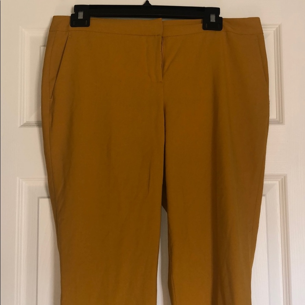 Vince Camuto mustard colored trousers